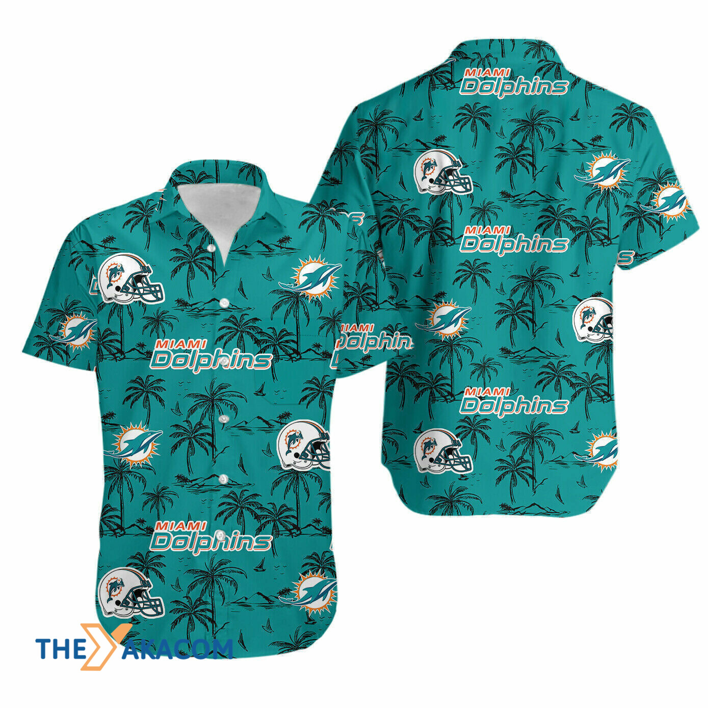 Miami Dolphins Coconut Trees Gift Nfl Short Sleeve Hawaii Shirt Ha37978