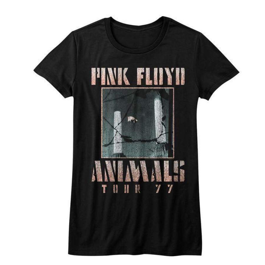 Pink Floyd Animals Tour ’77 Womens Juniors T Shirt Black