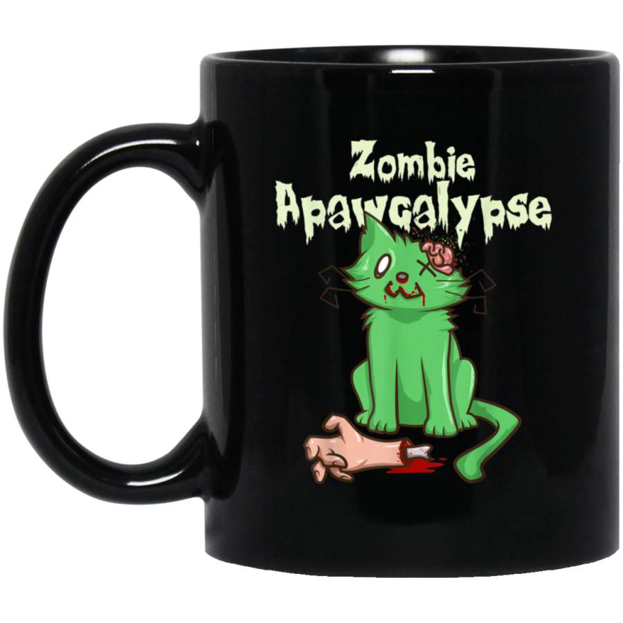 Zombie Apawcalypse Cute Kitten Zombie – Funny Zombie Cat Black Mug