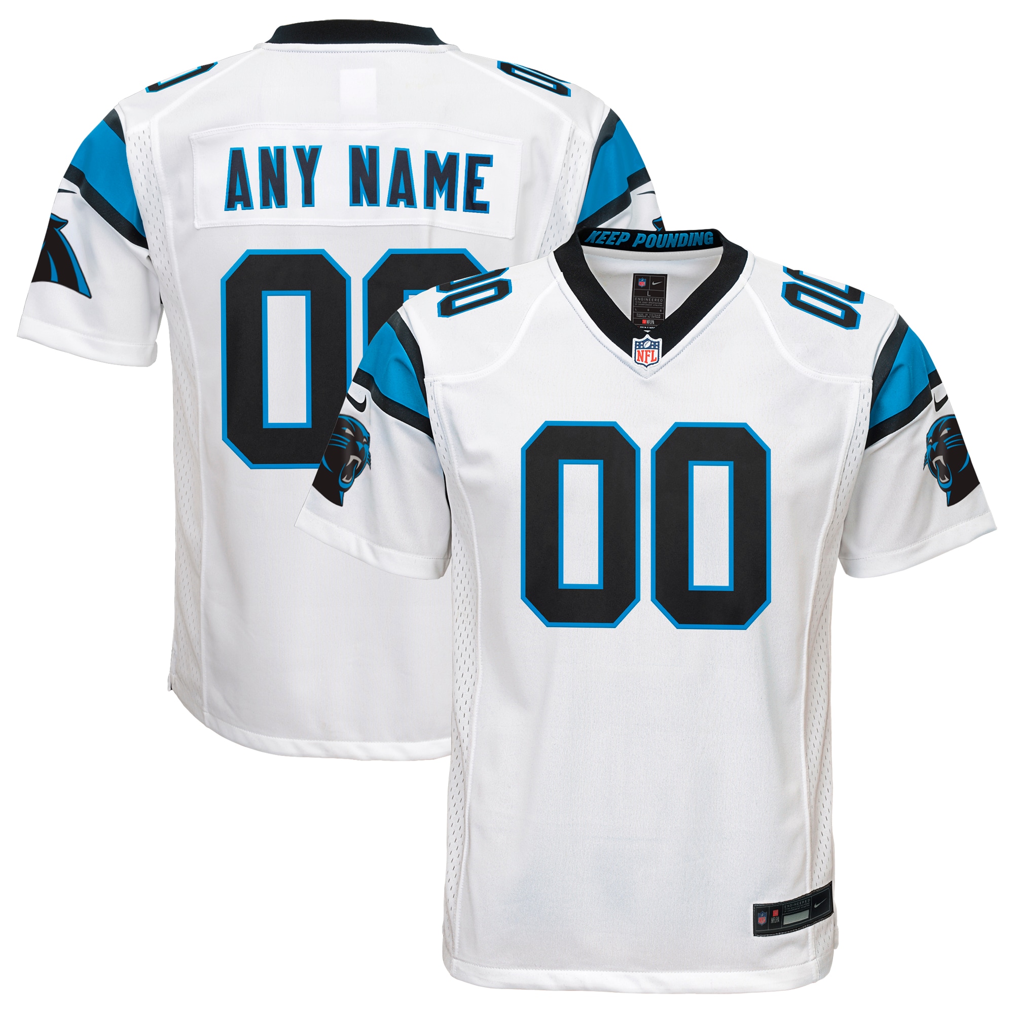 Youth Carolina Panthers  White Custom Game Jersey