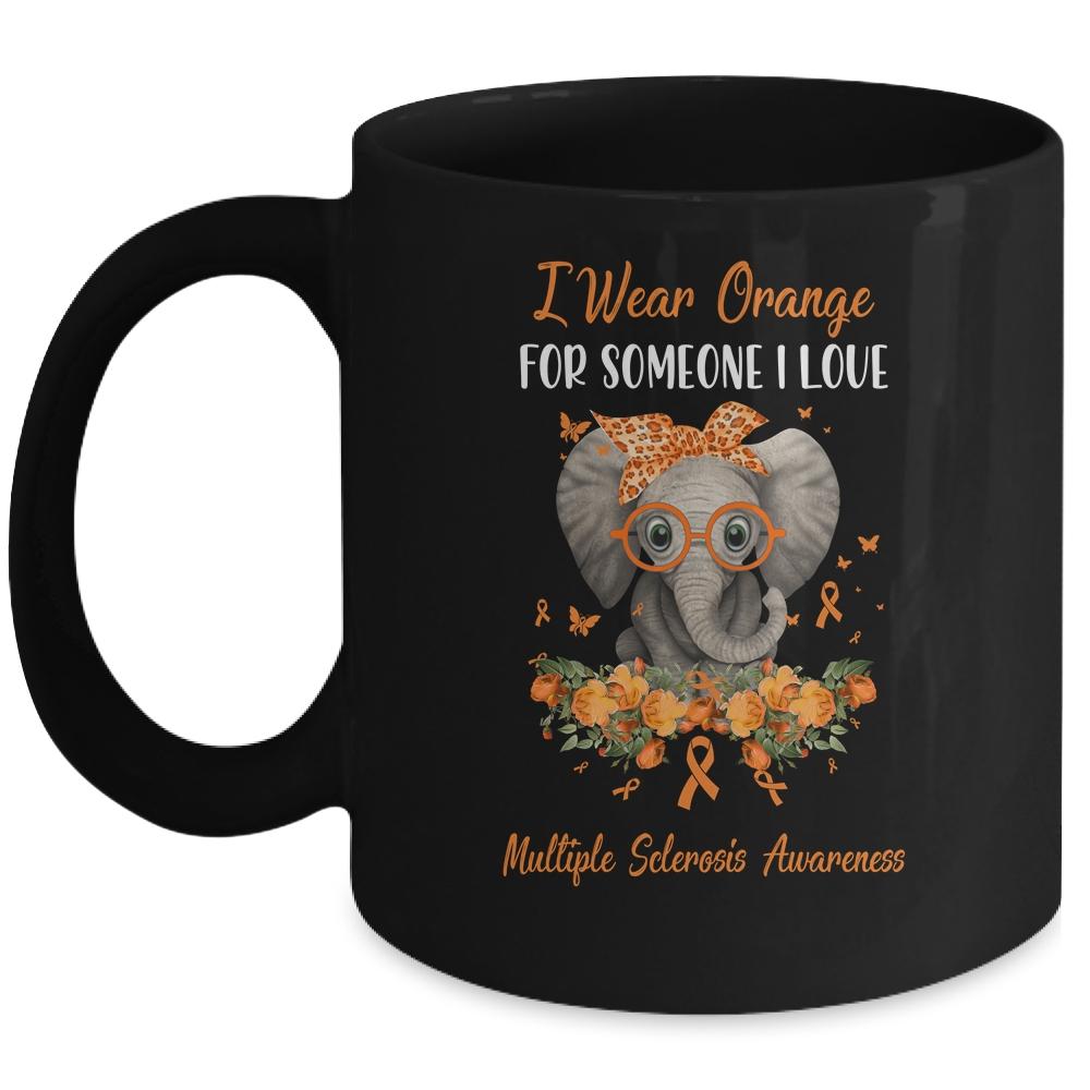 I Wear Orange For Multiple Sclerosis Awareness Ribbon Elephant Mug