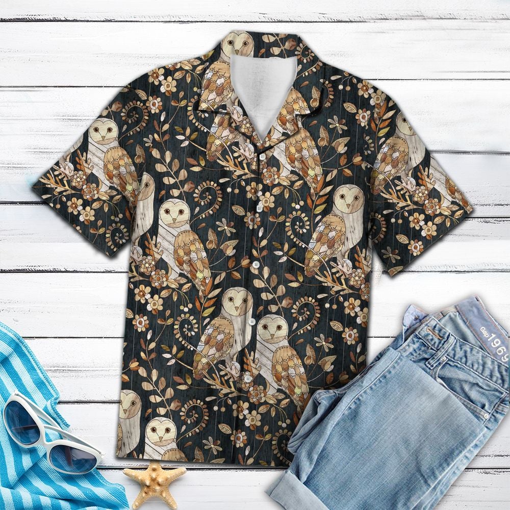 Wonderland Owl Hawaii Unisex Print Aloha Short Sleeve Casual Shirt Ha18503