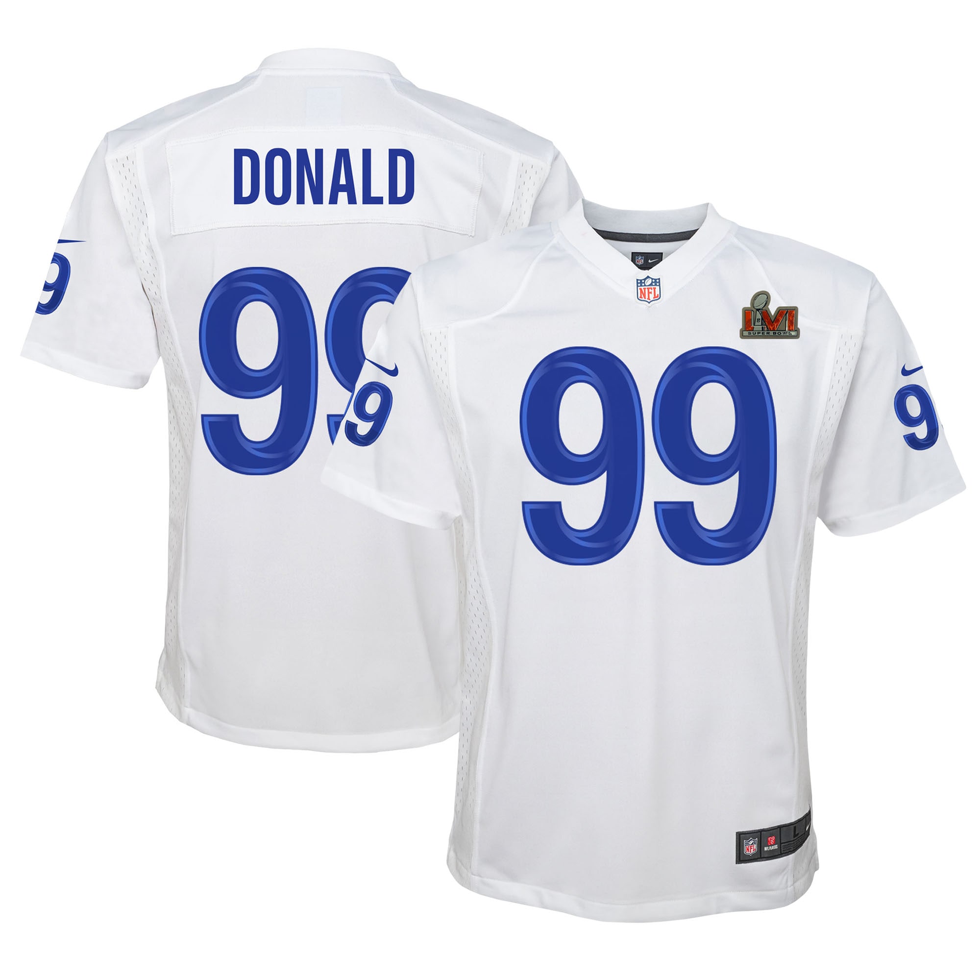 Aaron Donald Los Angeles Rams Youth Super Bowl LVI Game Patch Jersey – White