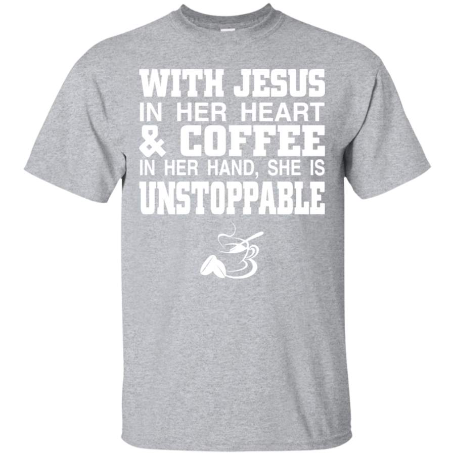 AGR With Jesus In Her Heart And Coffee In Her Hand T Shirt Tee