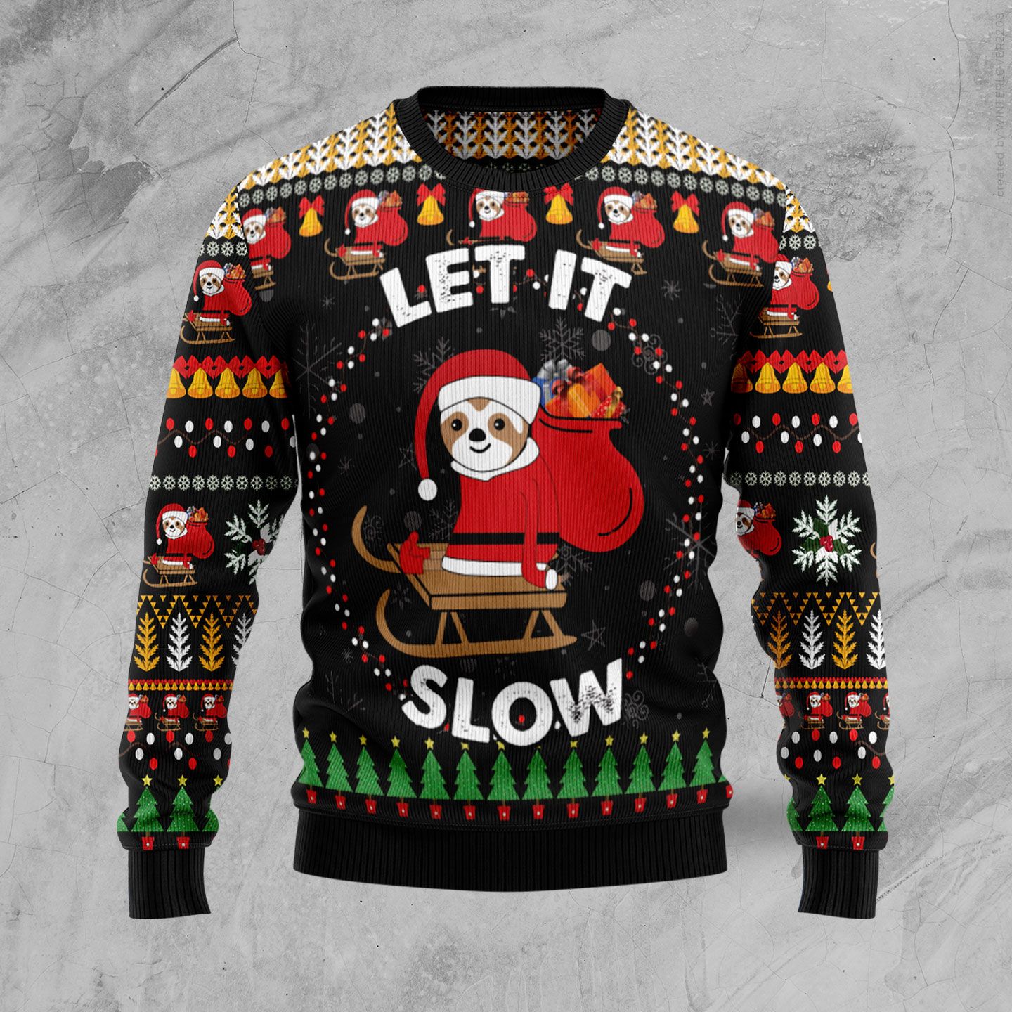 Sloth Let It Slow Ugly Christmas Sweater | For Men & Women | Adult | Us4320