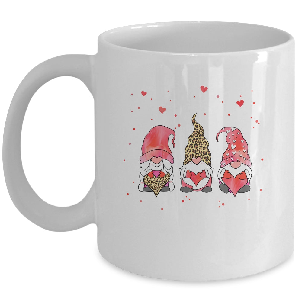 Three Gnomes Holding Heart Leopard Happy Valentine’s Day Mug