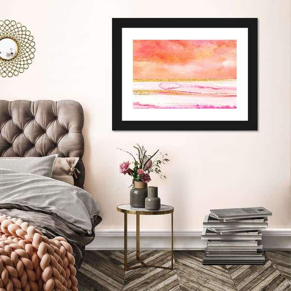 Beach Canvas Artwork Coral Gold And Pink Abstract Watercolor Art Canvas Print Home Decor Canvas