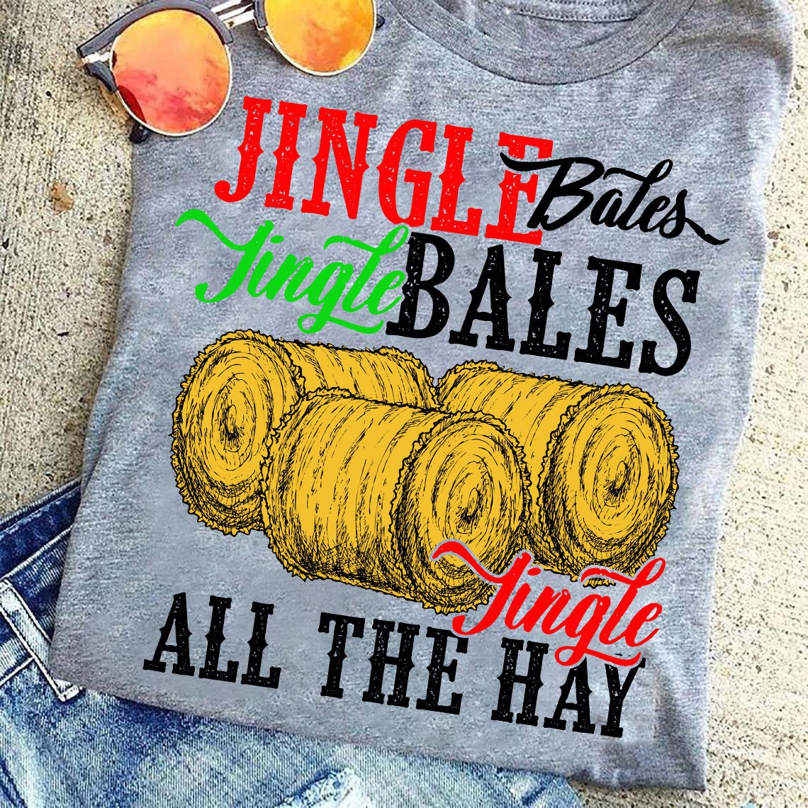 Farm Christmas – Jingle Bales Jingle Bales Jingle All The Hay Premium Fit Mens Tee