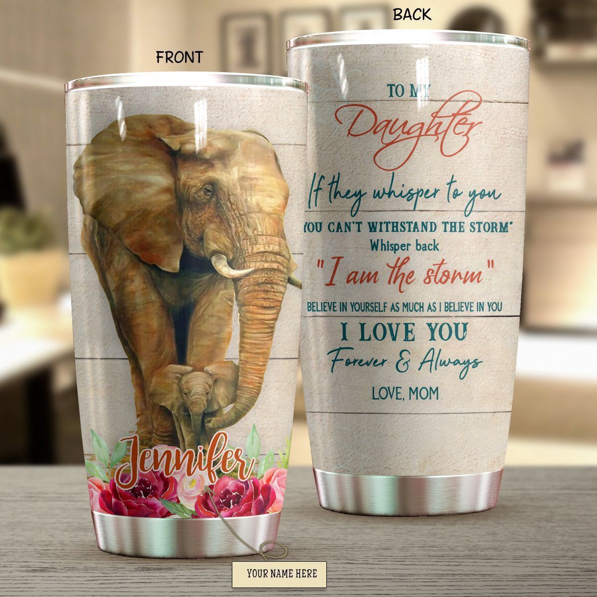 I Am The Storm Elephant Personalized Stainless Steel Stainless Steel Tumbler Customize Name, Text, Number Dfopb