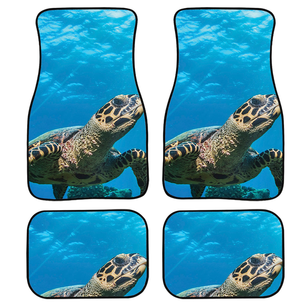 Sea Turtle Underwater Print Front And Back Car Floor Mats, Front Car Mat