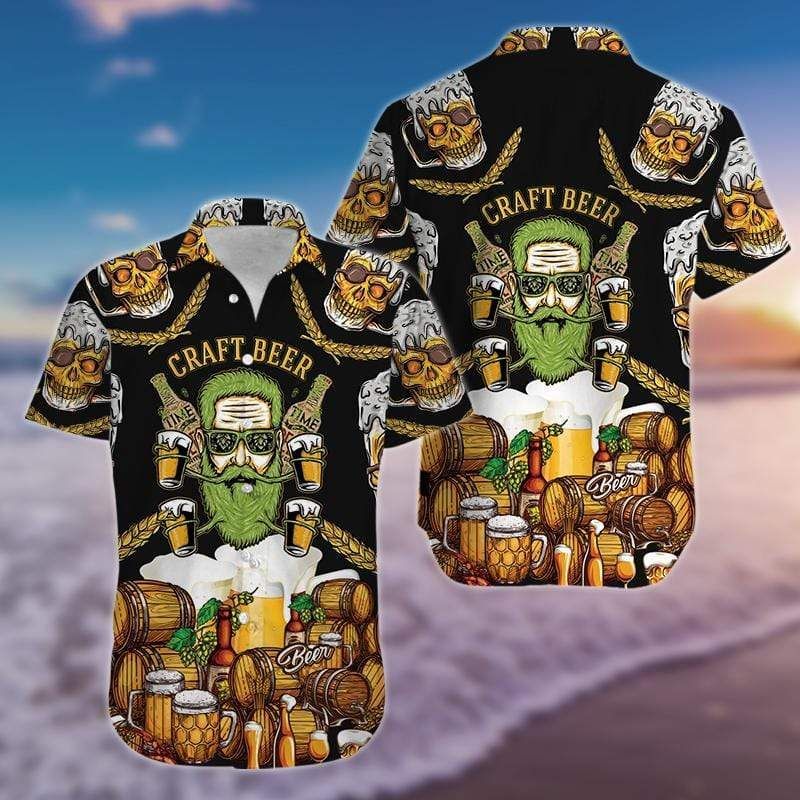 The Old Man And Skull Craft Beer Hawaii Aloha Shirts H Ha98623