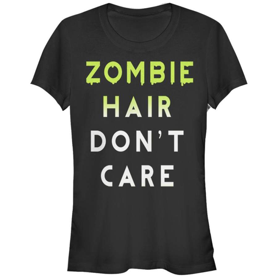 CHIN UP Junior’s Halloween Zombie Hair Don’t Care  T Shirt Black S