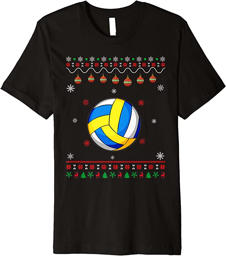 Volleyball Player Ugly Xmas Design Matching Ugly Christmas Premium T-Shirt