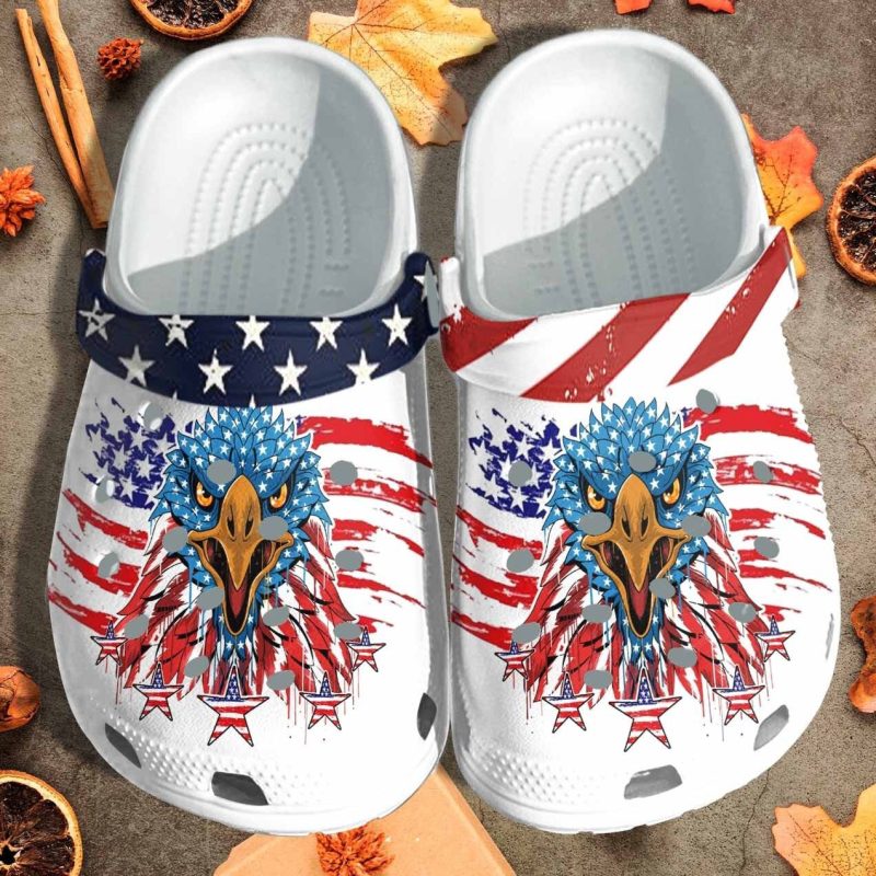 American Eagle Skin Custom Shoes Clogs – Usa Flag 4Th July Outdoor Shoes Clogs Gift