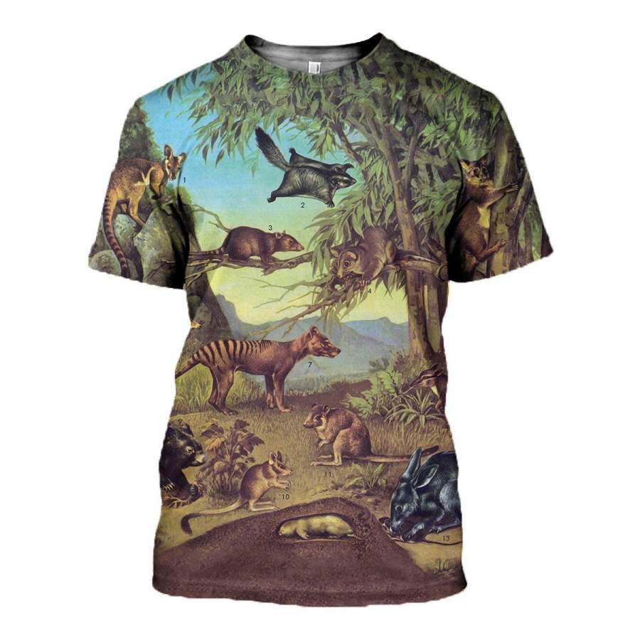 3D All Over Printed Marsupial Animals Shirts and Shorts