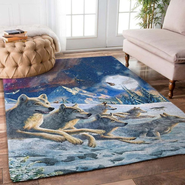 Wolves 1 Area Rug Living Room Rug Home Decor Floor Decor VH3