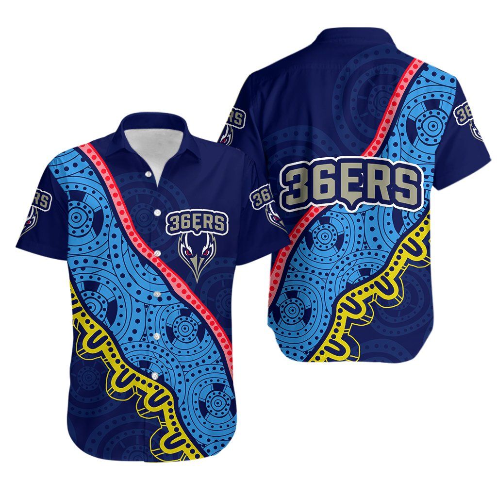 Adelaide 36ers Hawaiian Shirt Indigenous Blue Th4