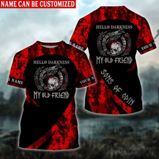 Custom Hello Darkness My Old Friend All Over Printed 3D T-Shirt For Viking Lovers