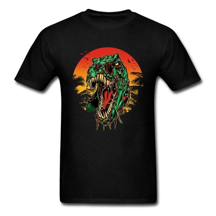 Cool Zombie T-Rex Dinosaur Print Men Short Sleeve T-shirt