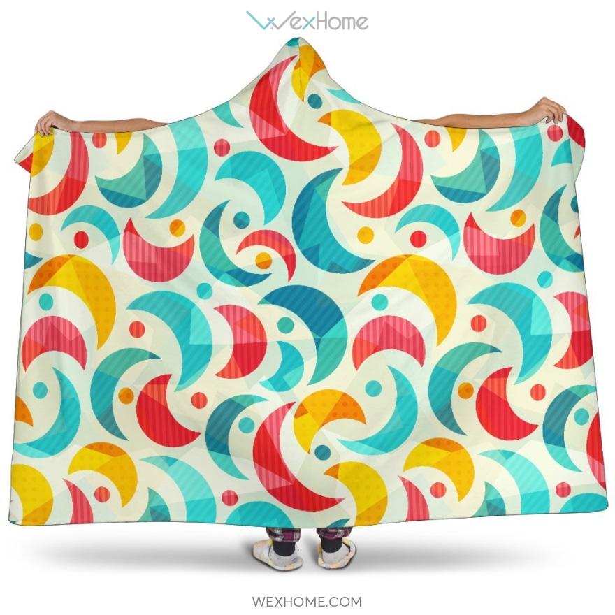 Colorful Moon Pattern Hooded Blanket