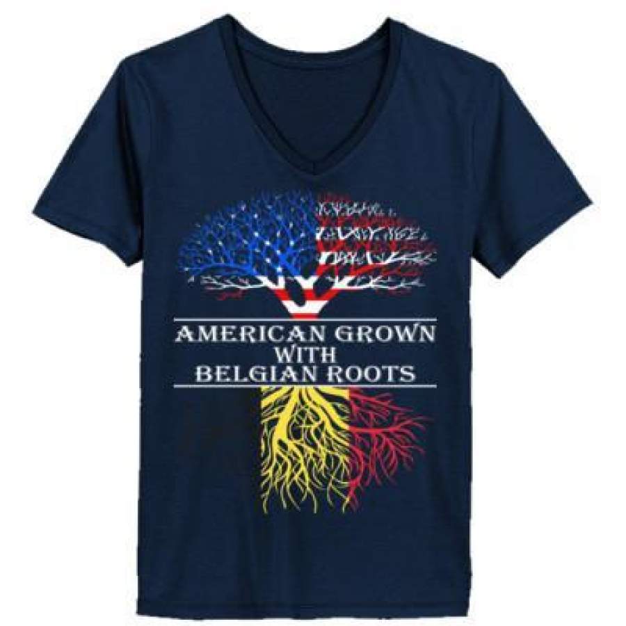 AGR American Grown With Belgian Roots – Ladies’ V-Neck T-Shirt