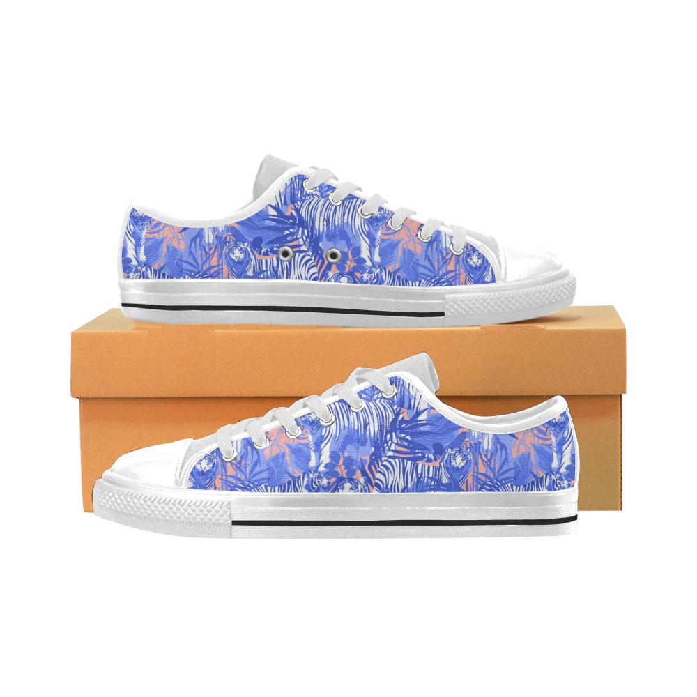 white bengal tigers pattern Men’s Low Top Shoes White