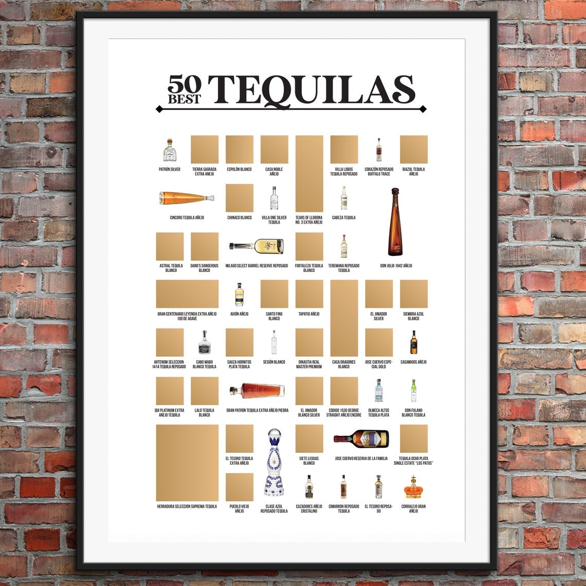 50 Best Tequilas Scratch Off Canvas And Poster, Canvas Wall Art, Wall Decor Visual Art