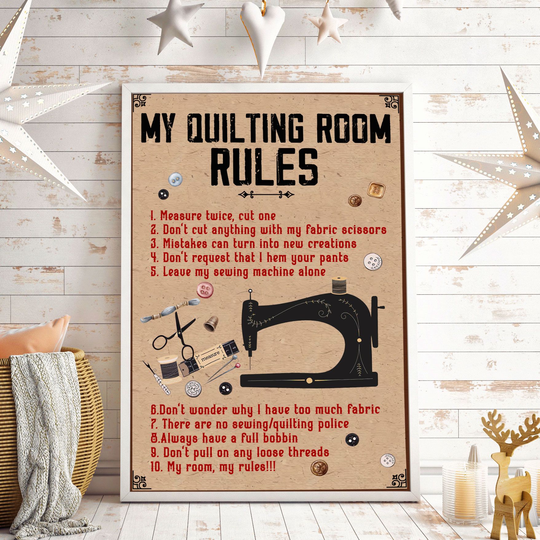 My Quilting Room Rules Vertical Poster SewingCode