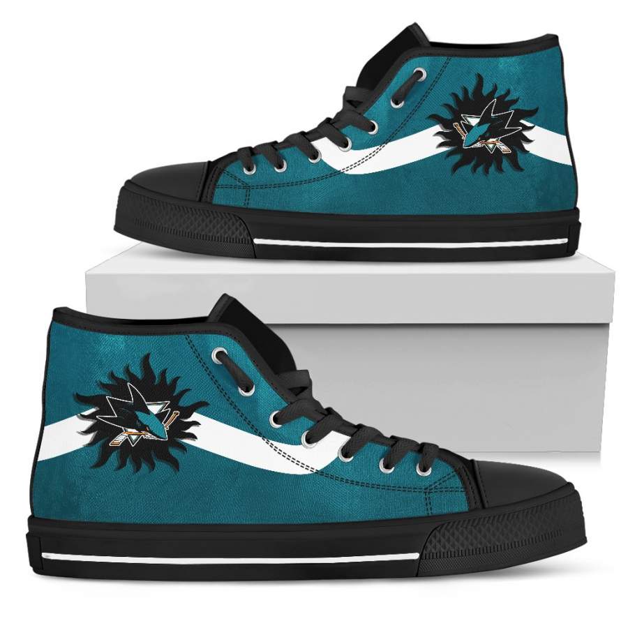 Simple Van Sun Flame San Jose Sharks High Top Shoes