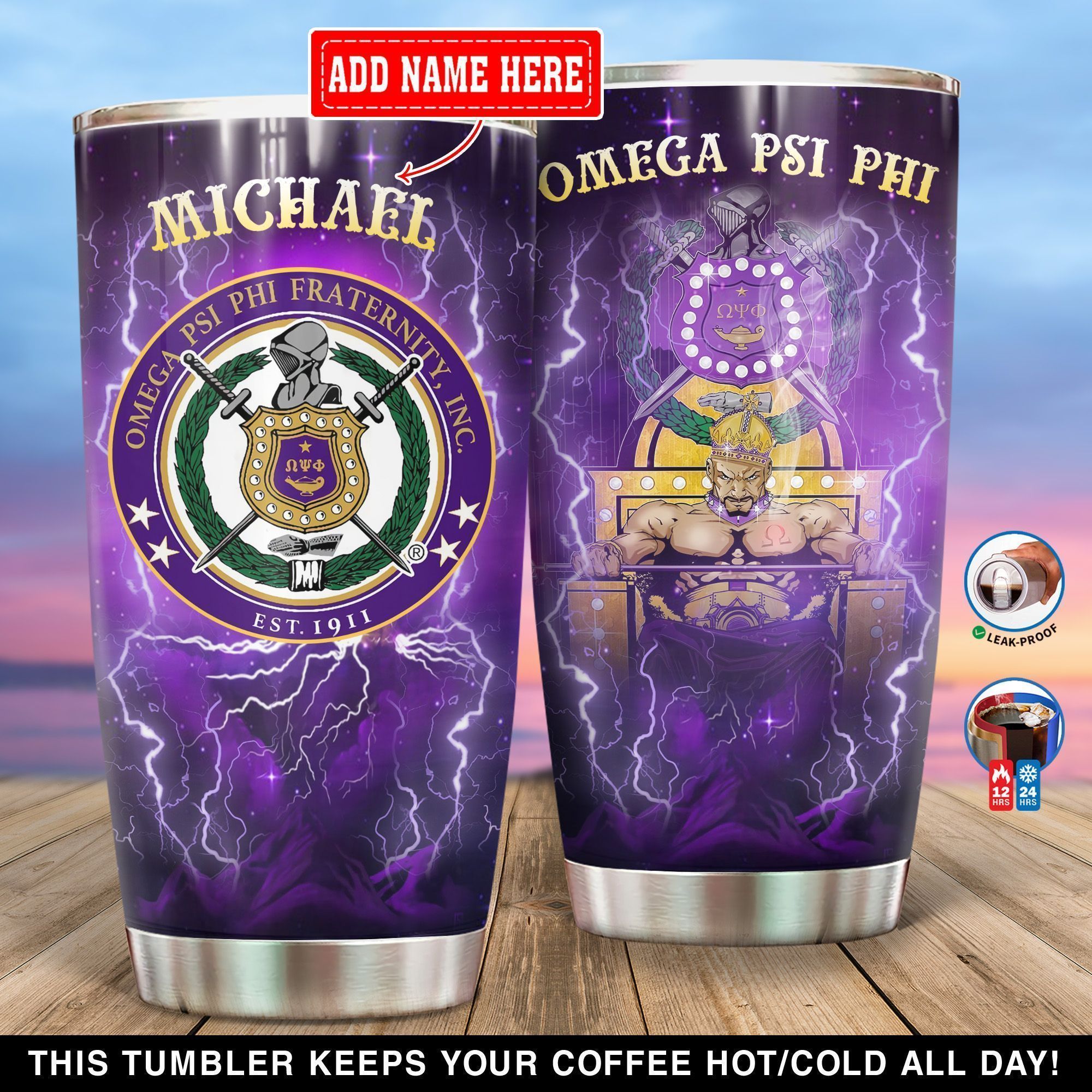 Personalized Omega Psi Phi King Gift For Lover Day Travel Tumbler All Over Print