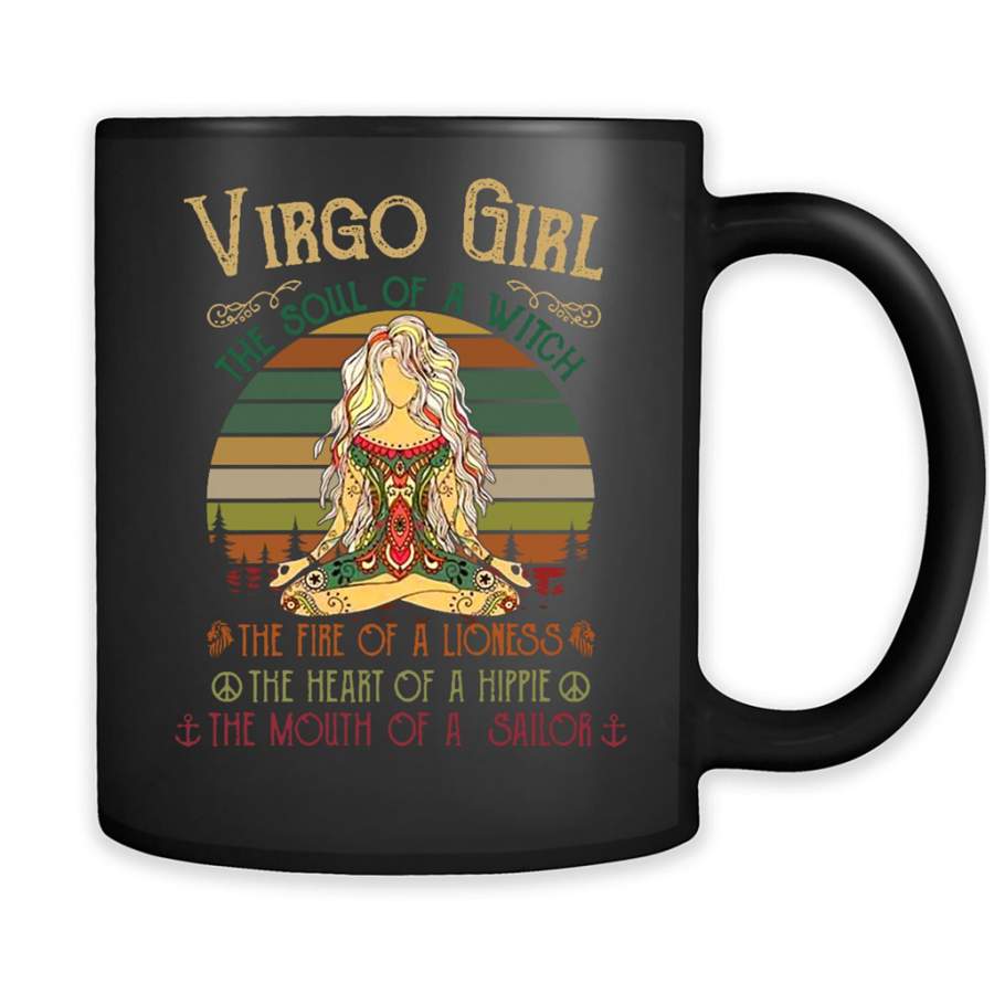 Virgo Girl The Soul Of A Witch Classic Vintage Retro Design – Full-Wrap Coffee Black Mug