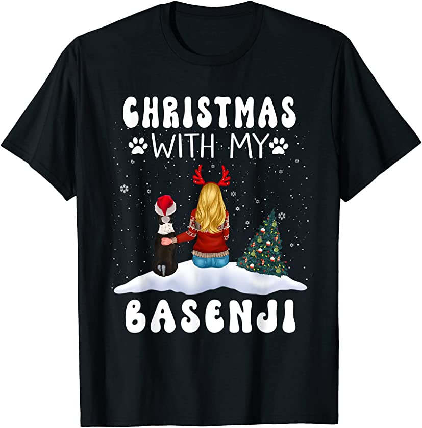 Christmas With My Basenji Dog Puppy Funny Xmas T-Shirt