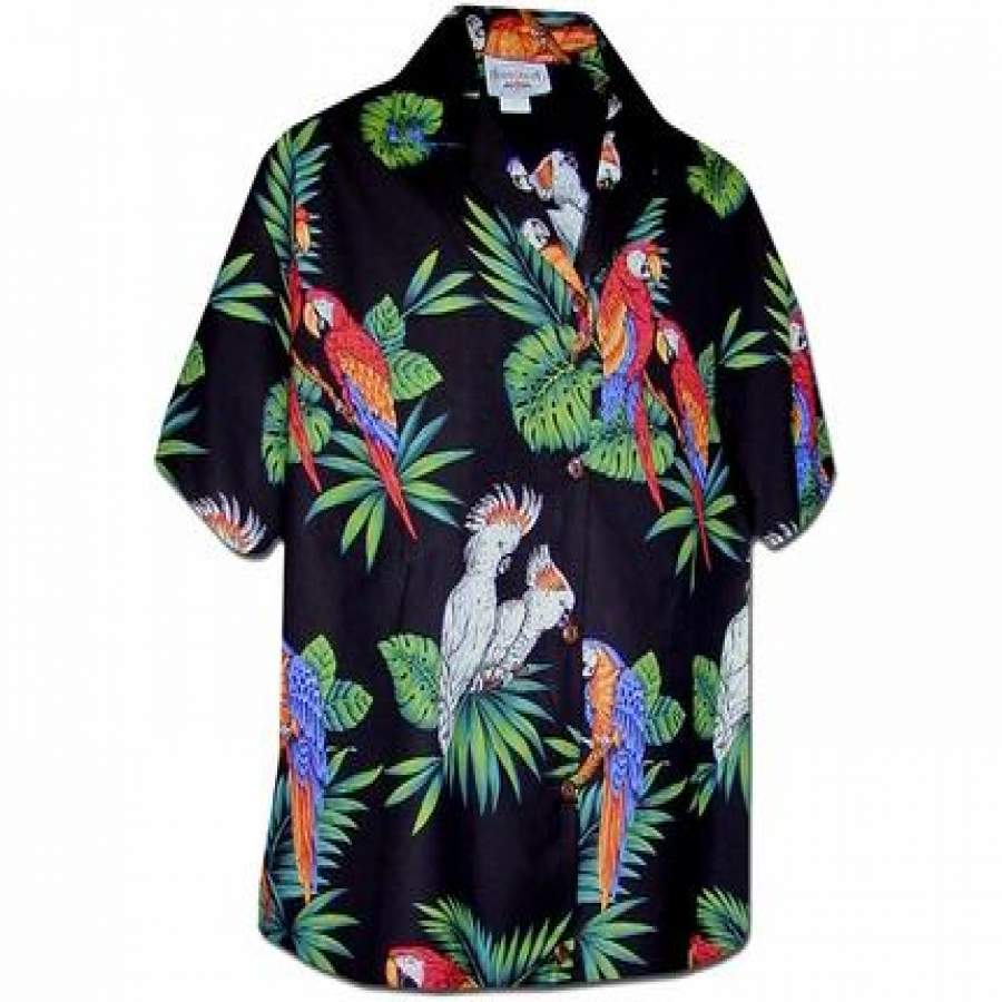 Macaws And Cockatoos Black Hawaii Shirt Ha1220