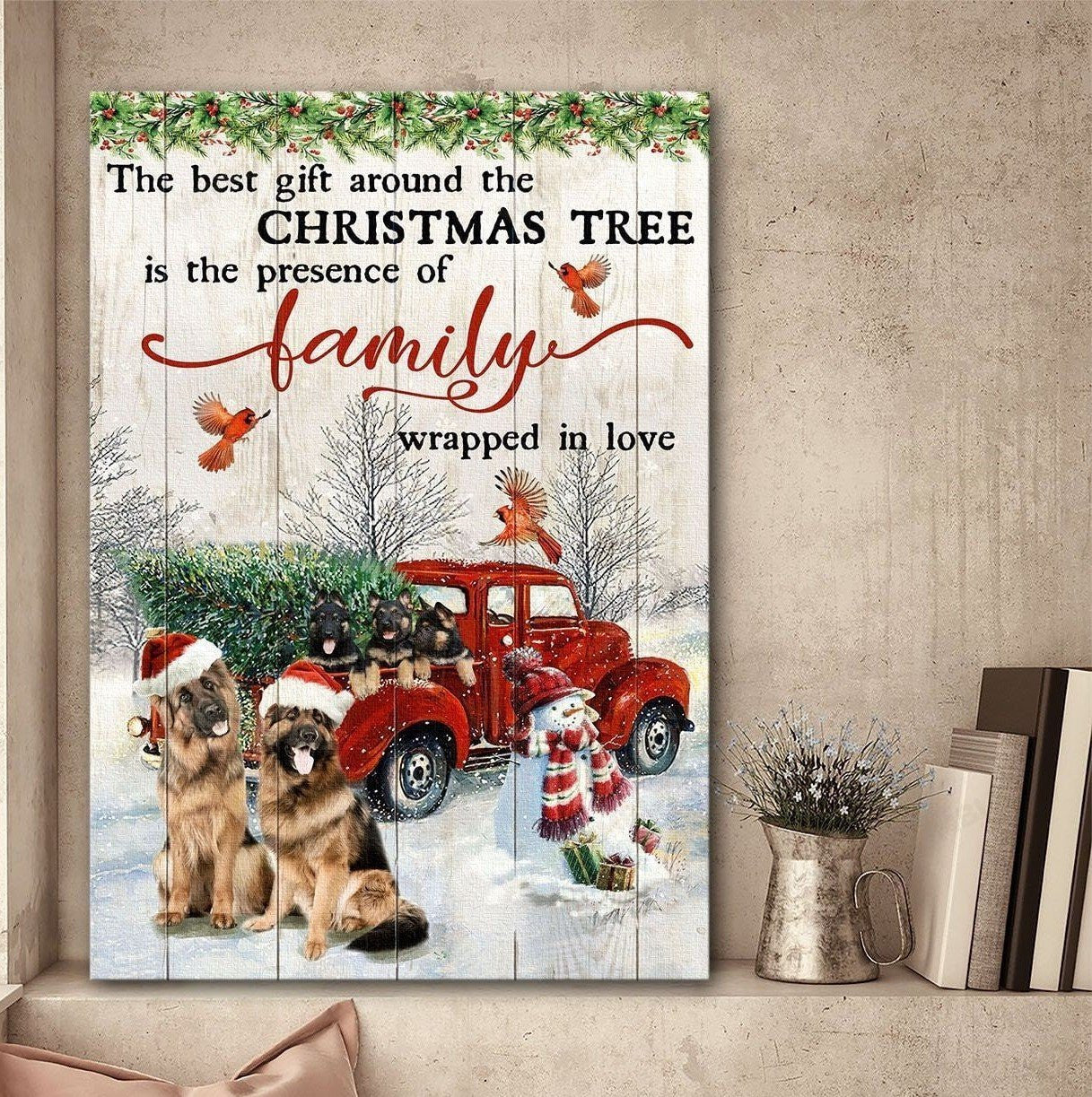 Family Of German Shepherd Dog Poster – The Best Gift Around Christmas Tree Canvas Home Decoration Christmas Gifts For Family Members – Gigo Smart