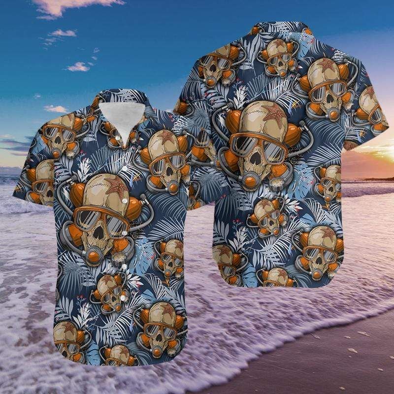 Hawaii Aloha Shirts Skull Diving Ha18233