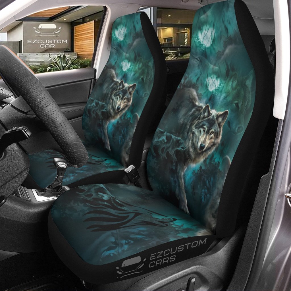 Alert Wolf Car Seat Covers Custom Animal Car Accessories