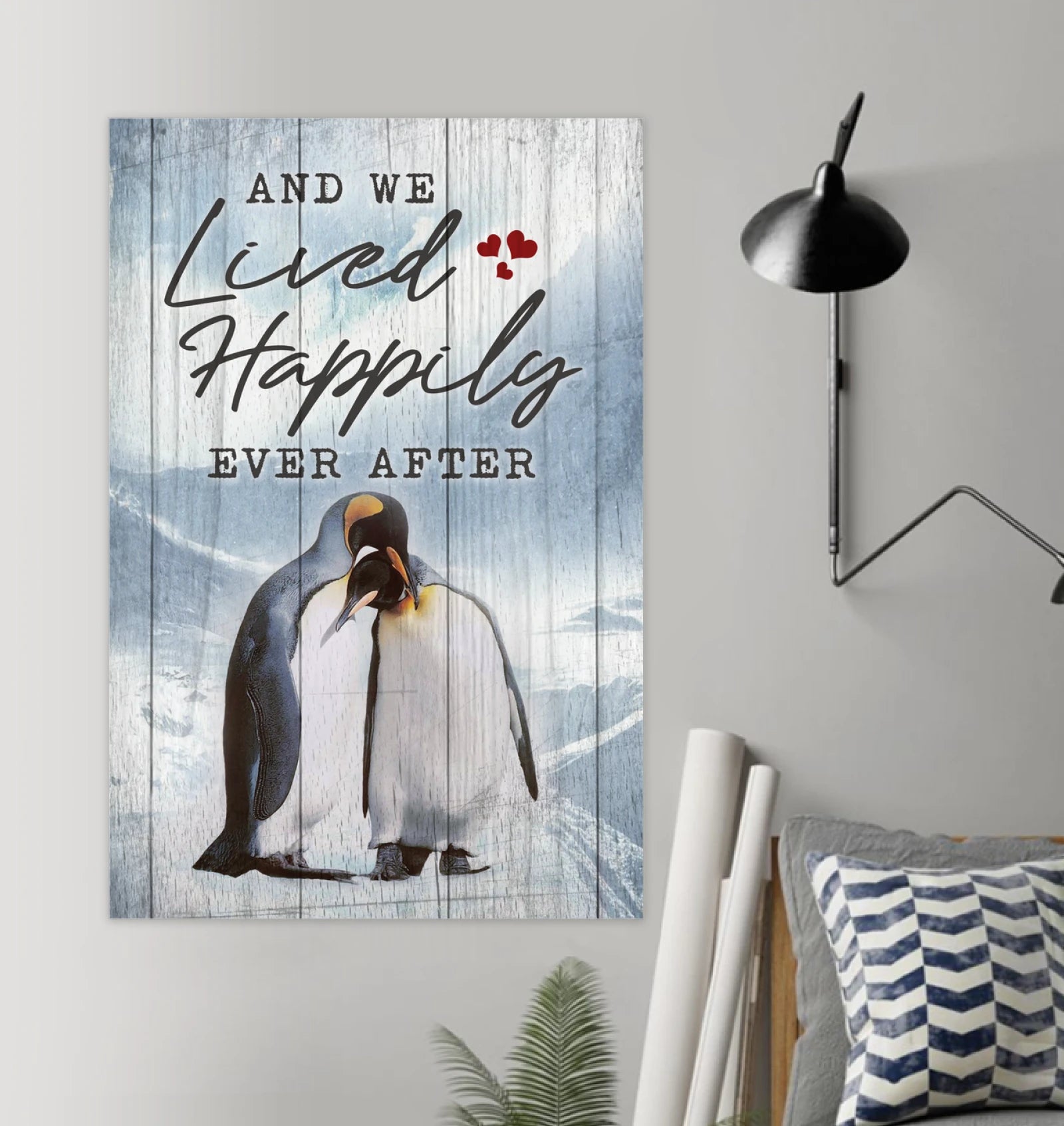 Penguin And We Lived Happily Ever After Canvas Prints Poster Wall Art Decor