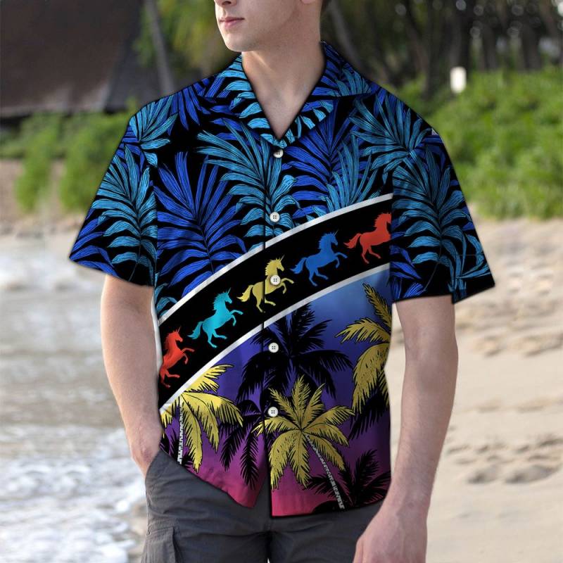 Vacation Tropical Coconut Palm Unicorn H19829 – Hawaiian Shirt