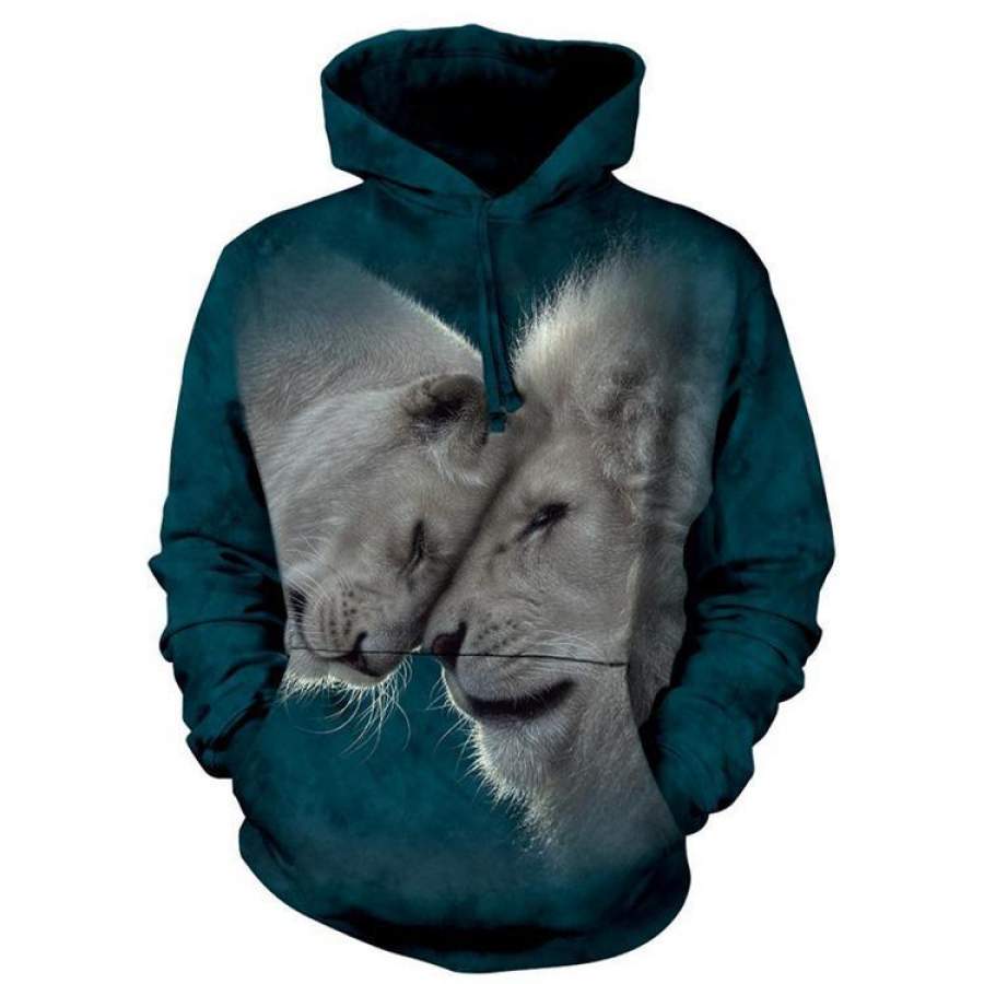 White Lions Love – Adult Unisex Hoodie Sweatshirt