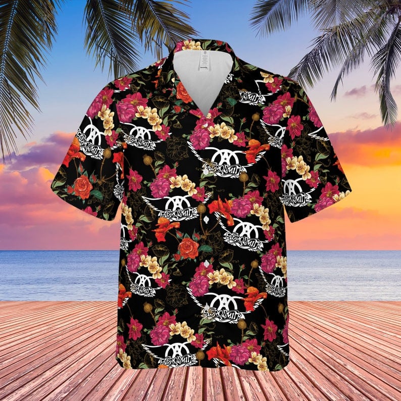 Aerosmith Rock Band Floral Pattern All Over Print 3D Hawaiian Shirt