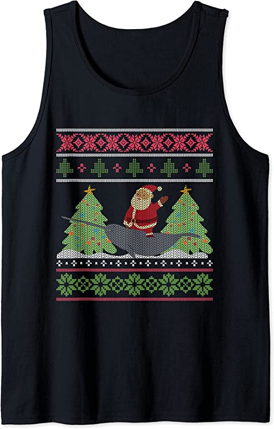 X-Mas Narwhal Killer Whale Knit Look Ugly Christmas Sweater Tank Top