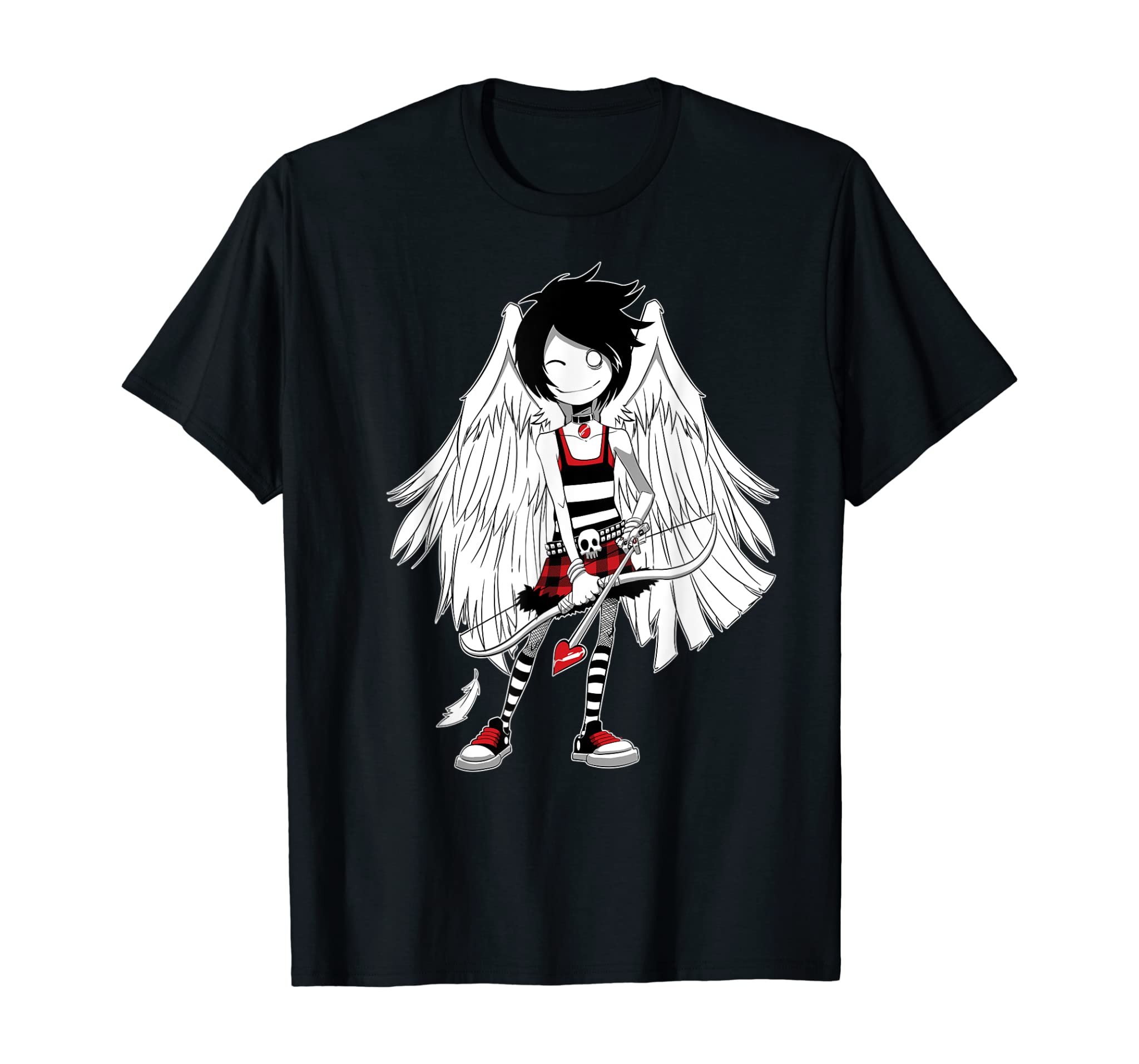 Emo Cupid Buffalo Plaid Valentines Day Tshirt for Kids Women T-Shirt