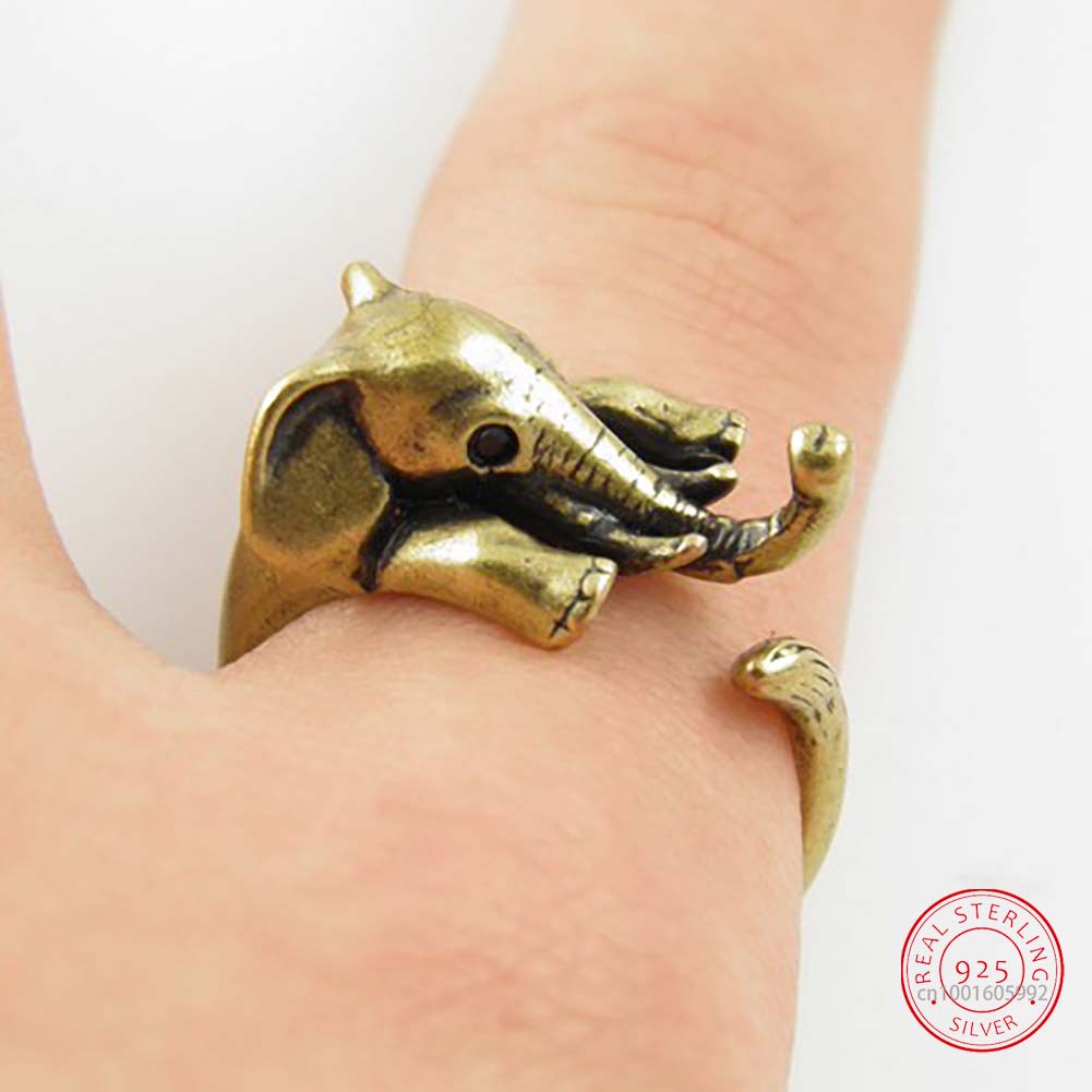 New Beautiful Fashion 925 Sterling Silver Jewelry Silver Ring Elephant Anel De Prata Bijoux alx