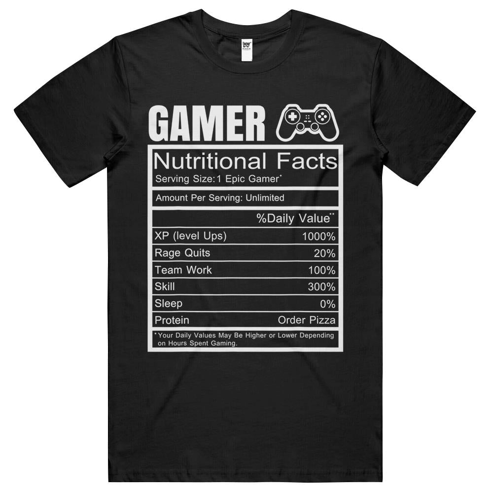 Nutritional Facts Shirt, Gamer Nutrition Facts Shirt, Gamer Nutritional Facts Gaming Funny Video Games Lover Gift T Shirts