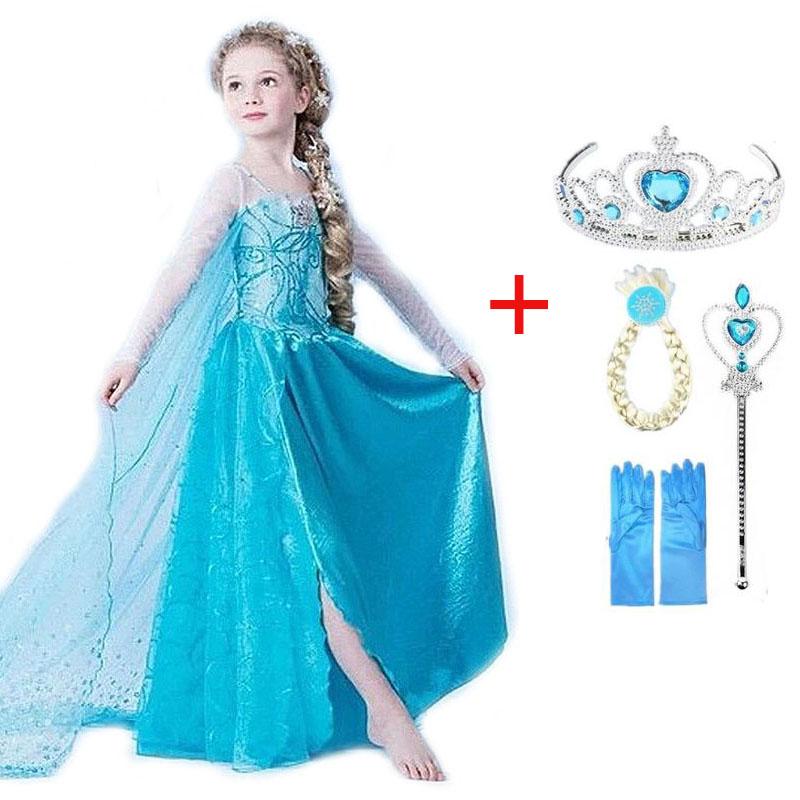 Snow Queen Elsa Dresses Girls Elsa Elza Costumes Princess Anna Dress for Girls Party Vestidos Fantasia Kids Girls Clothing alx