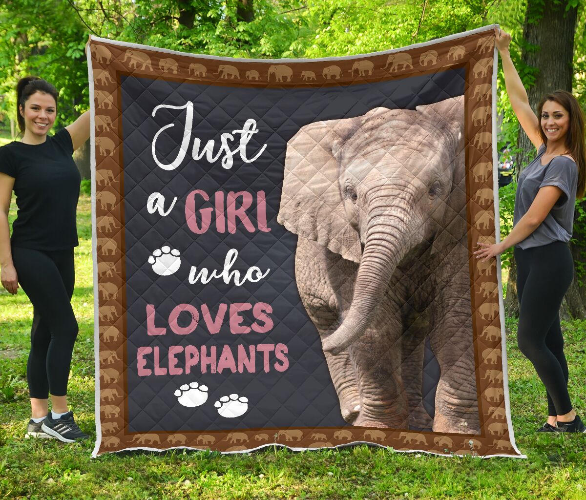 Just A Girl Who Loves Elephants Quilt Full Print Soft Material Multiple Size Gift Bedroom Decoration