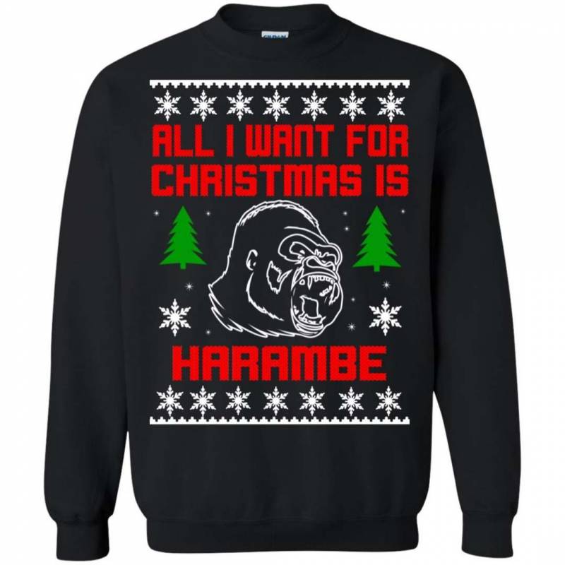 All I Want For Christmas Is HarambeT Rex Attack Reindeer ugly sweater