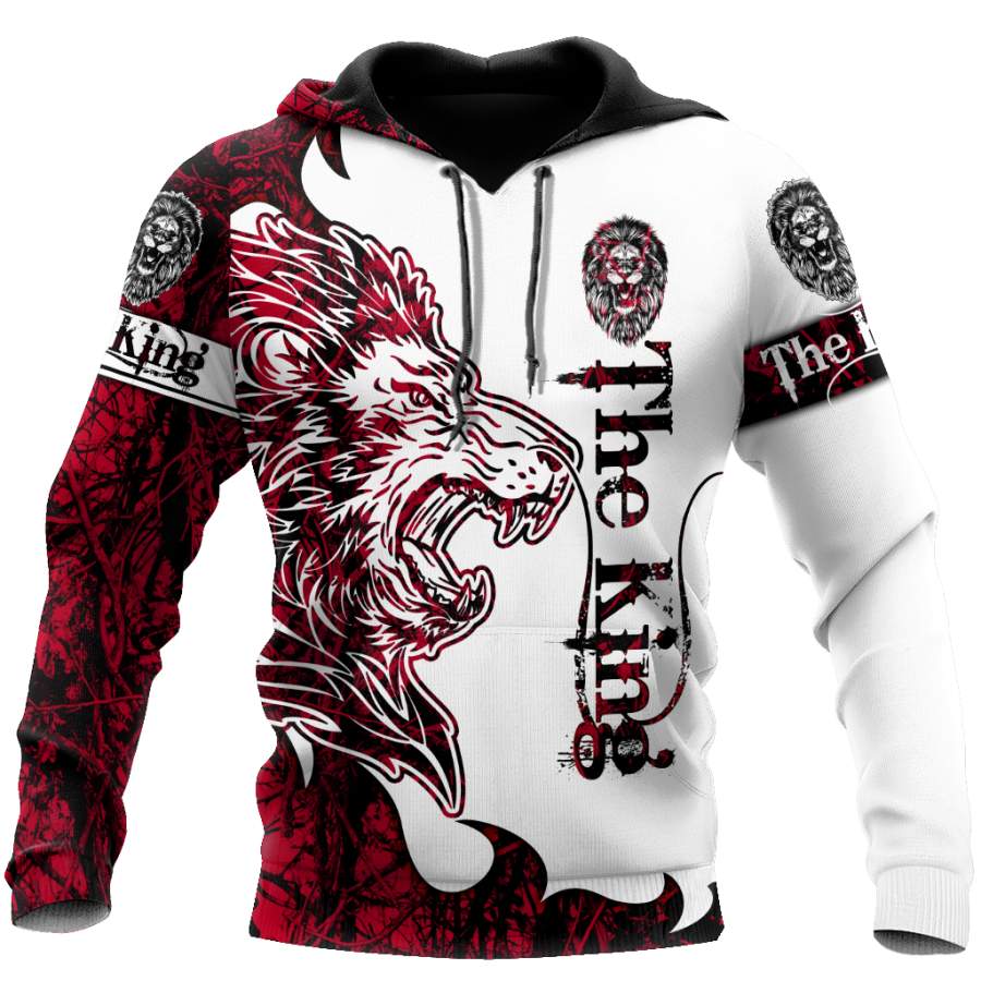 The Red King Lion Tattoo Over Printed Hoodie TP