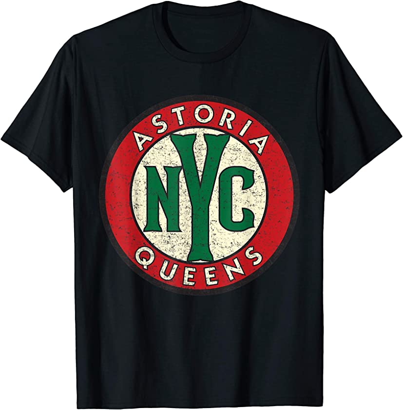 Astoria Queens NYC Vintage Road Sign Distressed Print T-Shirt