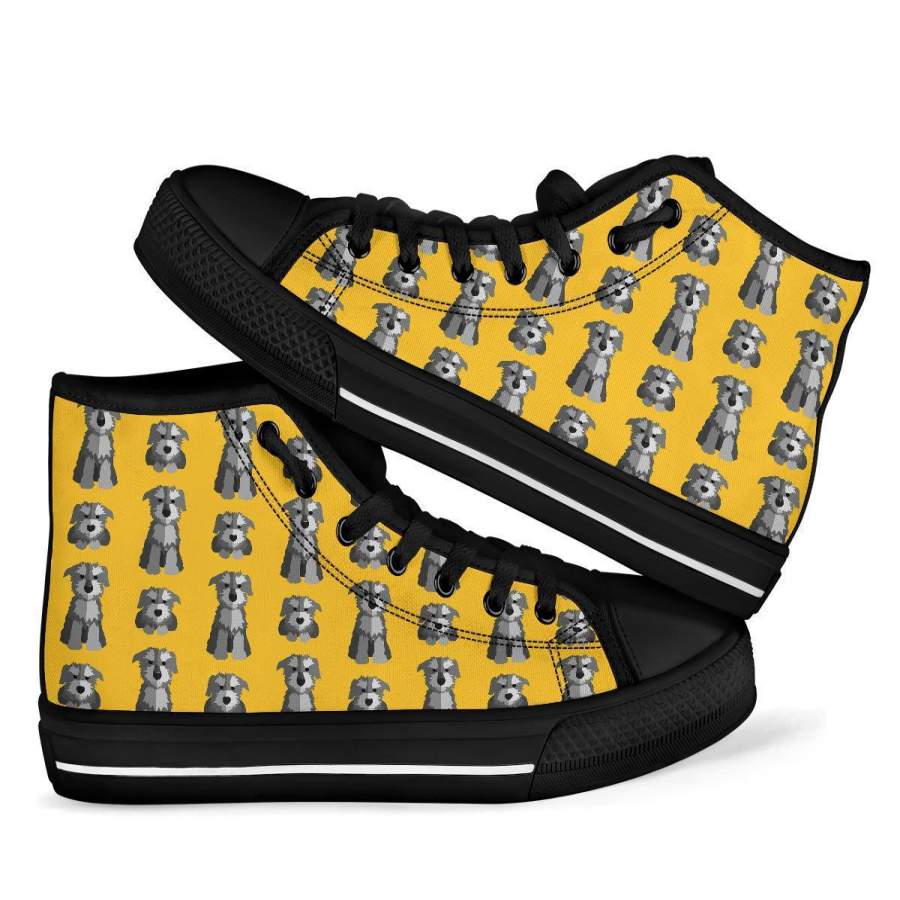 Schnauzer Dog Puppy Pattern Print Men Women’s High Top Shoes